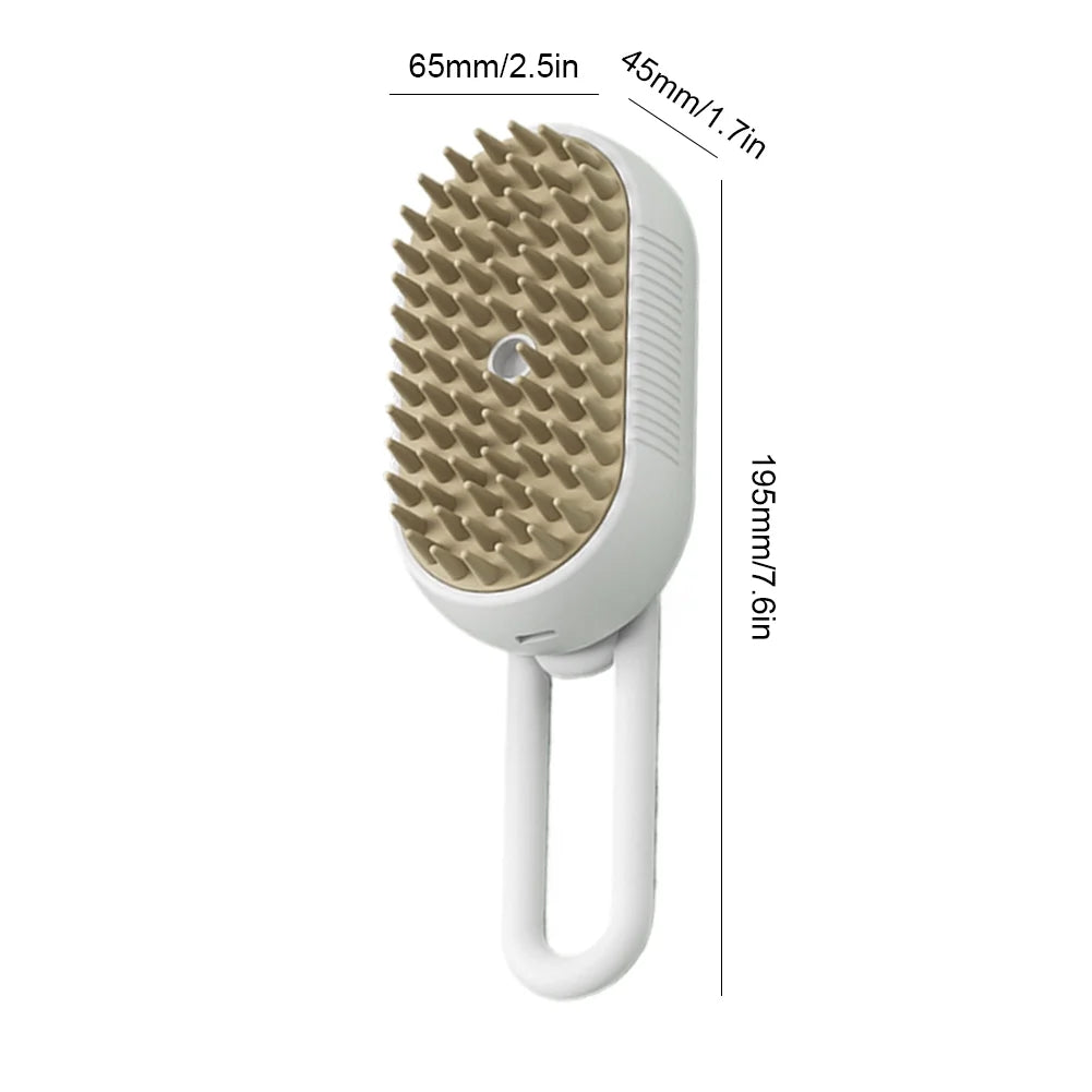 Cat Dog Brush, USB Rechargeable Pet Grooming Comb with Electric Water Spray, Dog Cat Massage Brush for Short Long Haired Pets Brush Massage-Self Cleaning (White)