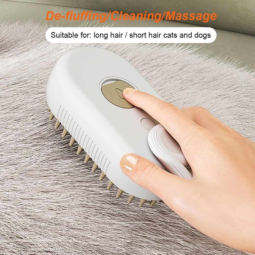 Cat Dog Brush, USB Rechargeable Pet Grooming Comb with Electric Water Spray, Dog Cat Massage Brush for Short Long Haired Pets Brush Massage-Self Cleaning (White)