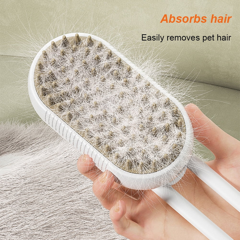 Cat Dog Brush, USB Rechargeable Pet Grooming Comb with Electric Water Spray, Dog Cat Massage Brush for Short Long Haired Pets Brush Massage-Self Cleaning (White)