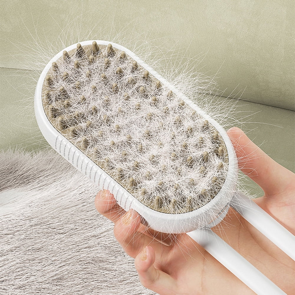 Cat Dog Brush, USB Rechargeable Pet Grooming Comb with Electric Water Spray, Dog Cat Massage Brush for Short Long Haired Pets Brush Massage-Self Cleaning (White)