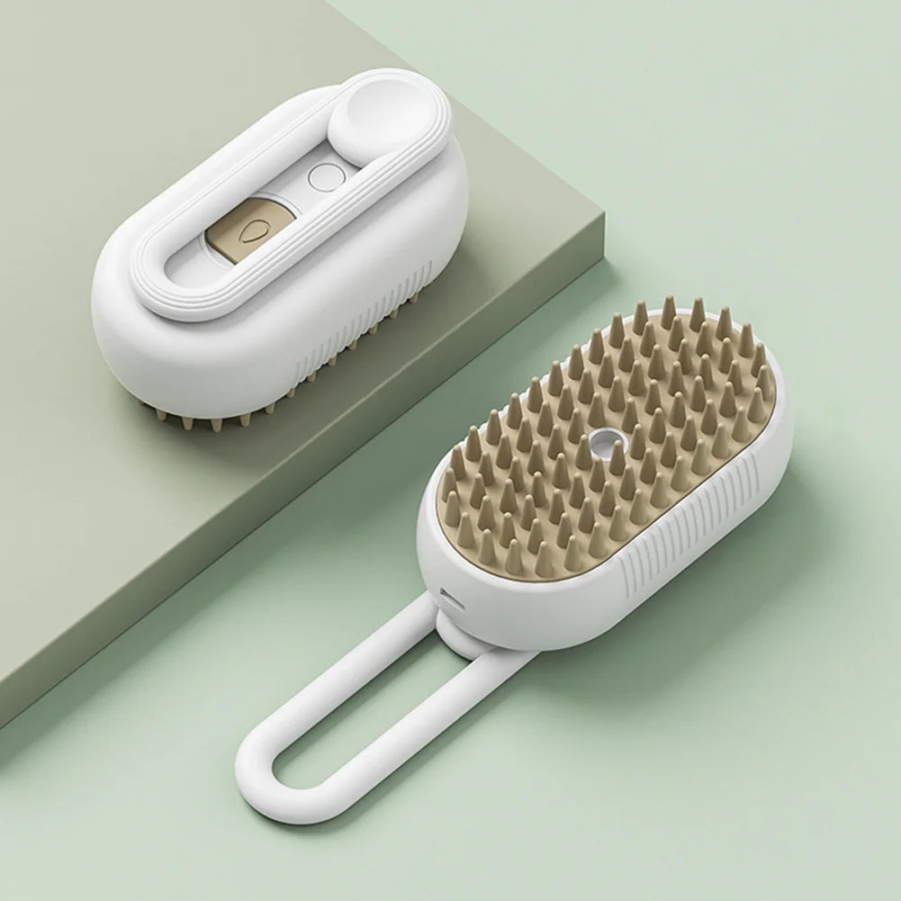 Cat Dog Brush, USB Rechargeable Pet Grooming Comb with Electric Water Spray, Dog Cat Massage Brush for Short Long Haired Pets Brush Massage-Self Cleaning (White)